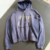 ERD Heavyweight Washed Distressed Graphic Zip Up Hoodie