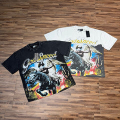 GODSPEED Vintage Angel Rhinestone Graphic Cotton Tee