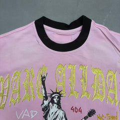 VARE Vintage Liberty Graphic Tee – Pink Streetwear Short Sleeve T-Shirt