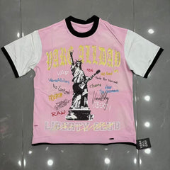 VARE Vintage Liberty Graphic Tee – Pink Streetwear Short Sleeve T-Shirt
