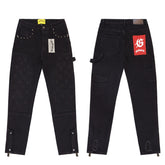 GODSPEED Distressed Embroidered Cargo Straight Denim Jeans