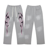 VARE Y2K Street Elastic Drawstring Waist Wide‑Leg Graphic Casual Sweatpants