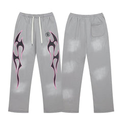 VARE Y2K Street Elastic Drawstring Waist Wide‑Leg Graphic Casual Sweatpants