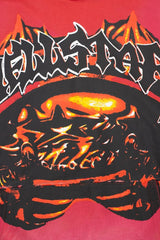 VARE Y2K Gothic Street‑Wear Red Wash Hoodie Drawstring Pullover