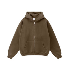 Kanye West-Inspired Heavyweight Fleece Zip-Up Hoodie – Olive