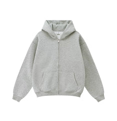 Kanye West-Inspired Heavyweight Fleece Zip-Up Hoodie – Light Grey