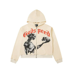 Godspeed Distress Patchwork Zip Up Hoodie