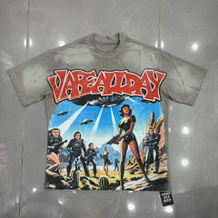 VARE Vintage UFO Graphic T-Shirt – Y2K Alien Streetwear Oversized Tee