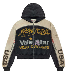 Vale Forever Star Zip Up Hoodie Black