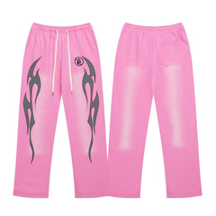 VARE Y2K Street‑Wear Elastic Waist Wide Leg Graphic Sweatpants