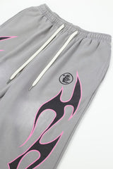 VARE Y2K Street Elastic Drawstring Waist Wide‑Leg Graphic Casual Sweatpants