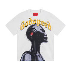 GODSPEED Vintage Biker Rock Graphic Loose Cotton Tee