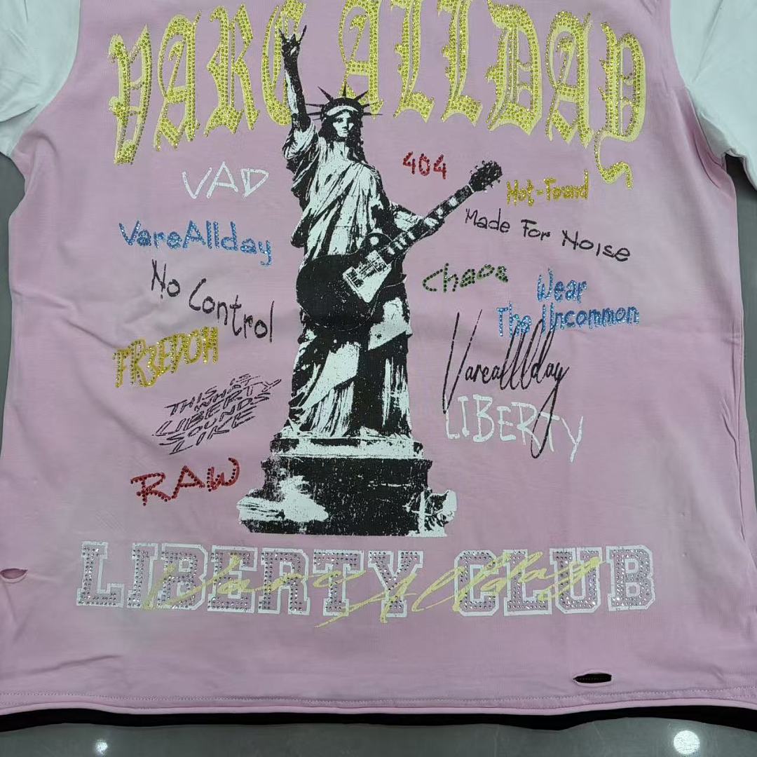 VARE Vintage Liberty Graphic Tee – Pink Streetwear Short Sleeve T-Shirt