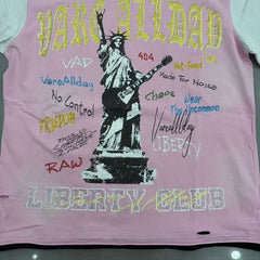 VARE Vintage Liberty Graphic Tee – Pink Streetwear Short Sleeve T-Shirt