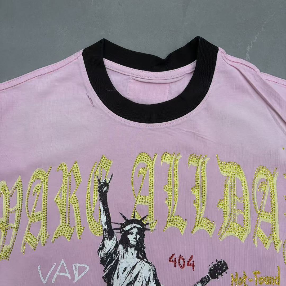 VARE Vintage Liberty Graphic Tee – Pink Streetwear Short Sleeve T-Shirt