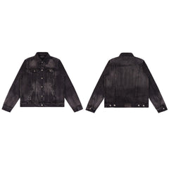 GODSPEED Vintage Washed Embroidered Denim Varsity Jacket
