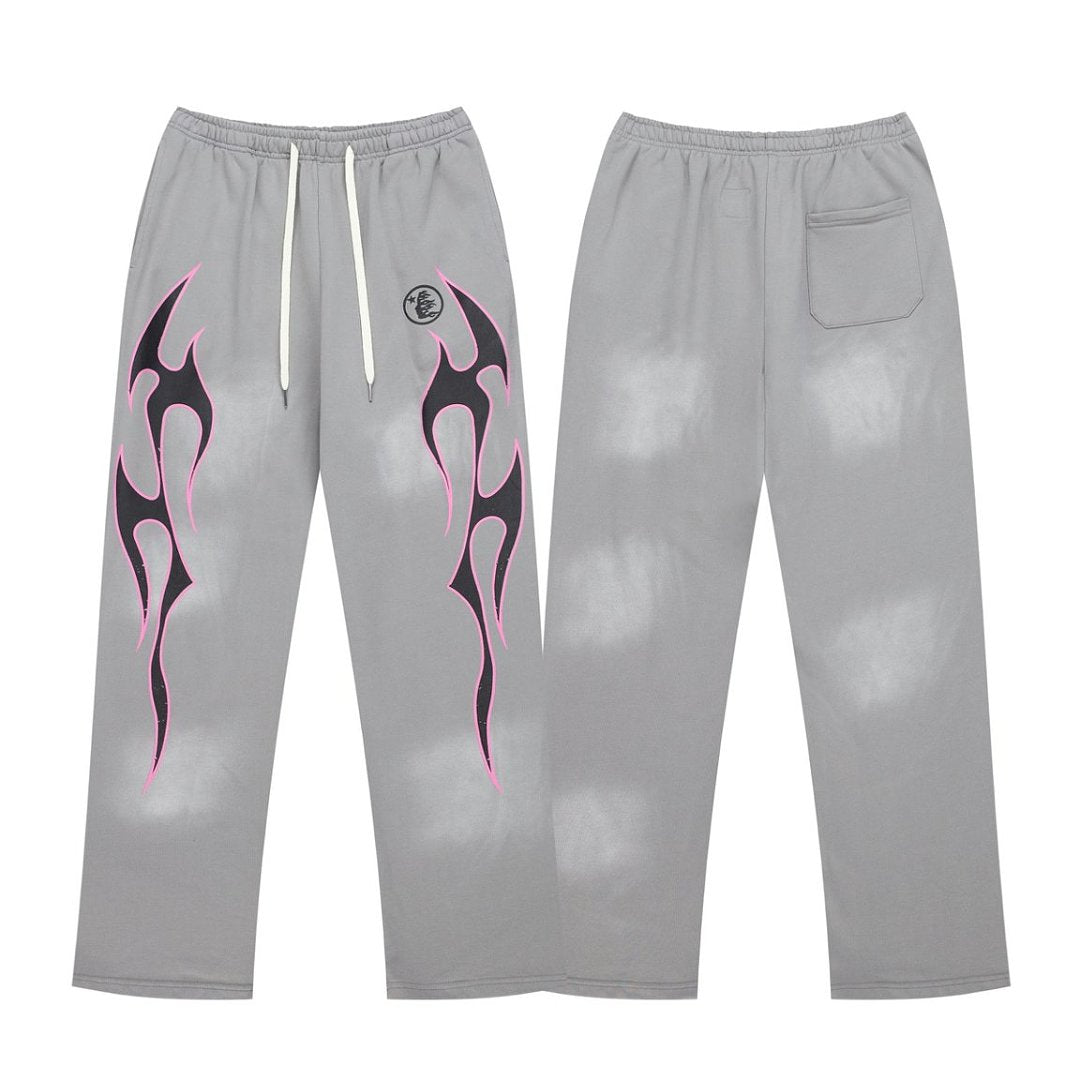 VARE Y2K Street Elastic Drawstring Waist Wide‑Leg Graphic Casual Sweatpants