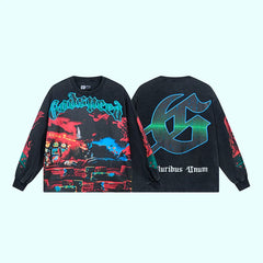 GODSPEED Vintage Rose Print Loose Long Sleeve Tee