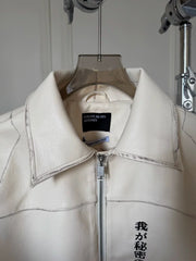 ERD Premium Embroidered Split Cowhide Leather Biker Jacket