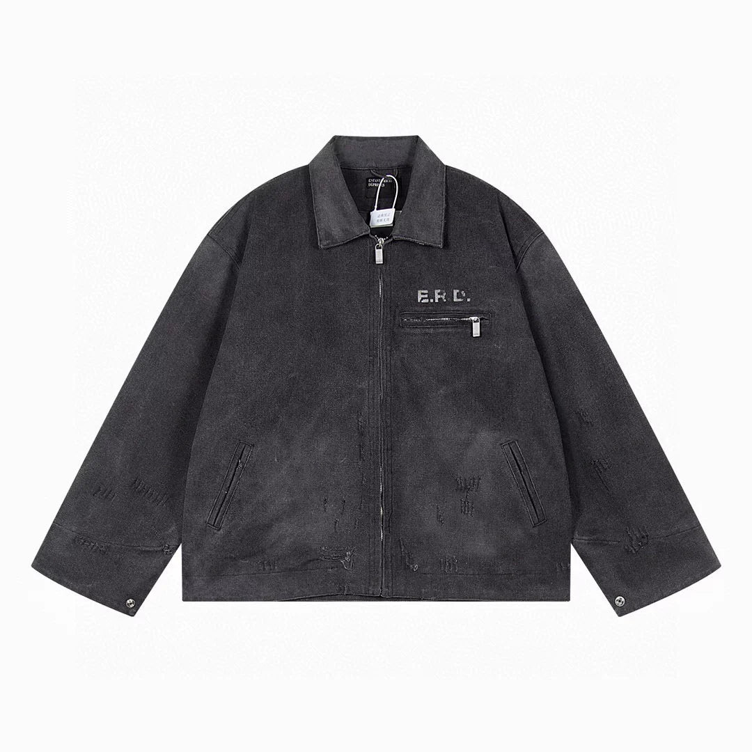ERD melancholic Vintage Detroit Washed Canvas Collared Jacket