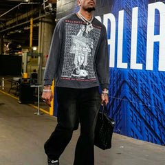 ERD High Street Vintage Washed Distressed Letter Long Tee