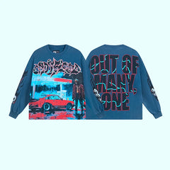 GODSPEED Vintage Rose Print Loose Long Sleeve Tee