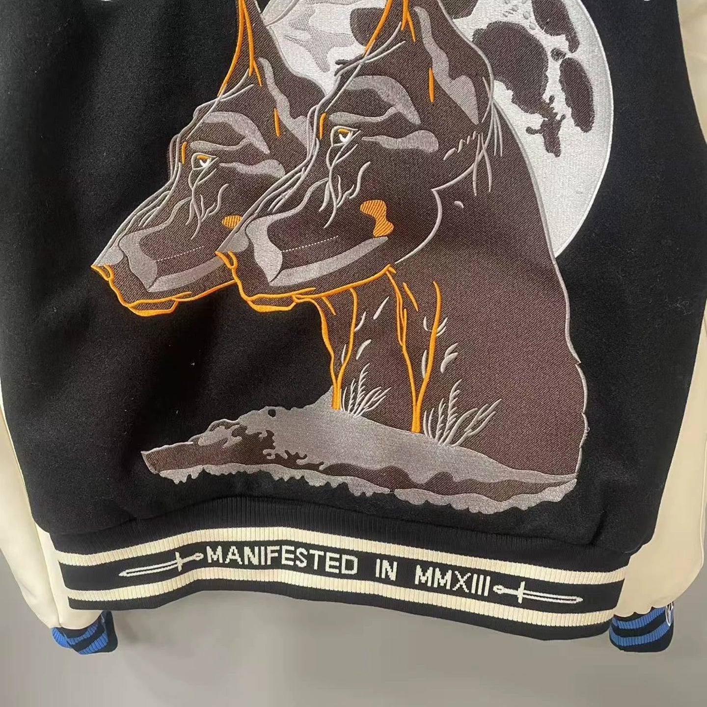 GODSPEED American Embroidered Moon Wolf Baseball Jacket
