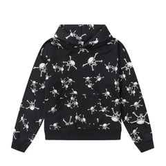 Saint Michael All-Over Skull Print Hoodie - Black