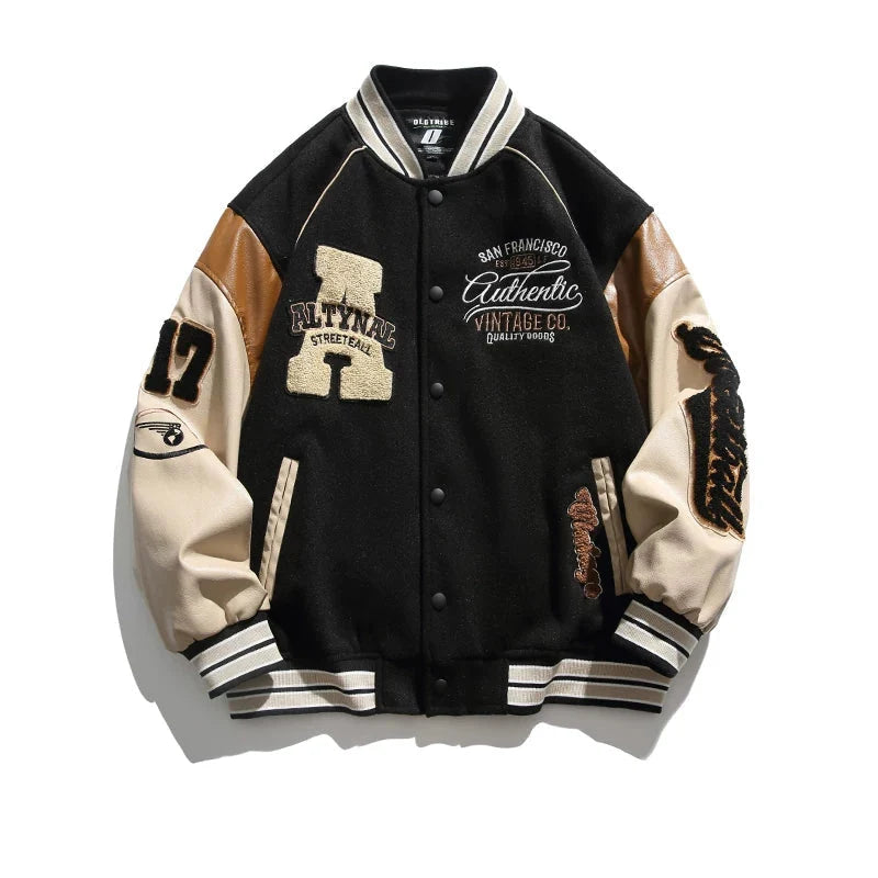 VARE Vintage Patchwork Varsity Baseball Jacket