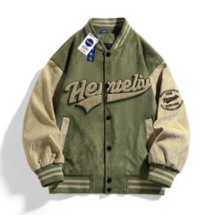 VARE Vintage Washed Green Letterman Varsity Jacket