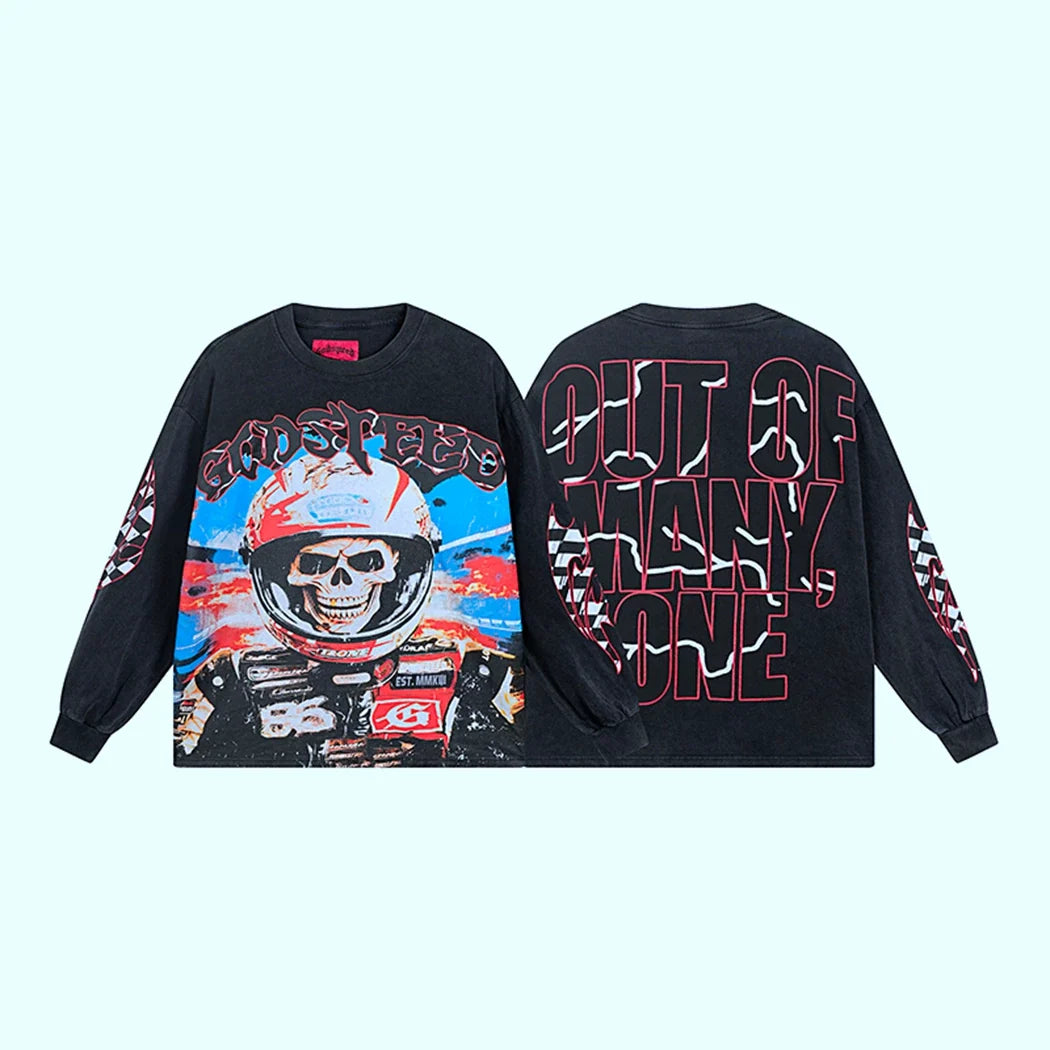GODSPEED Vintage Rose Print Loose Long Sleeve Tee