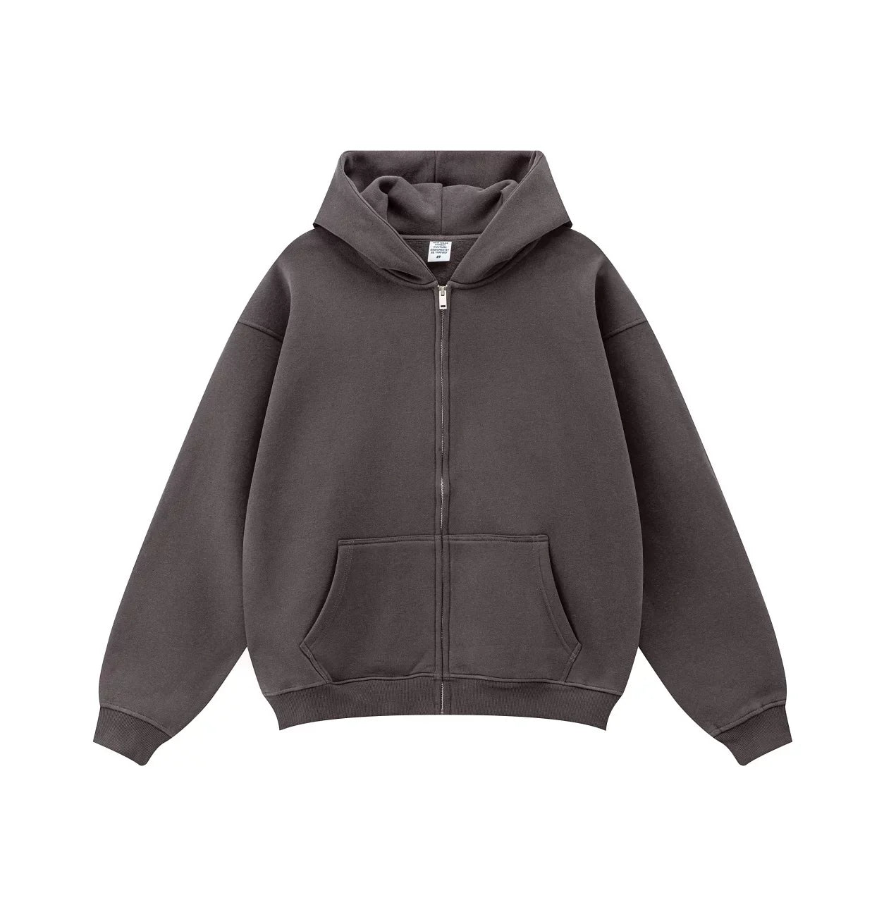 Kanye West-Inspired Heavyweight Fleece Zip-Up Hoodie – Dark Brown