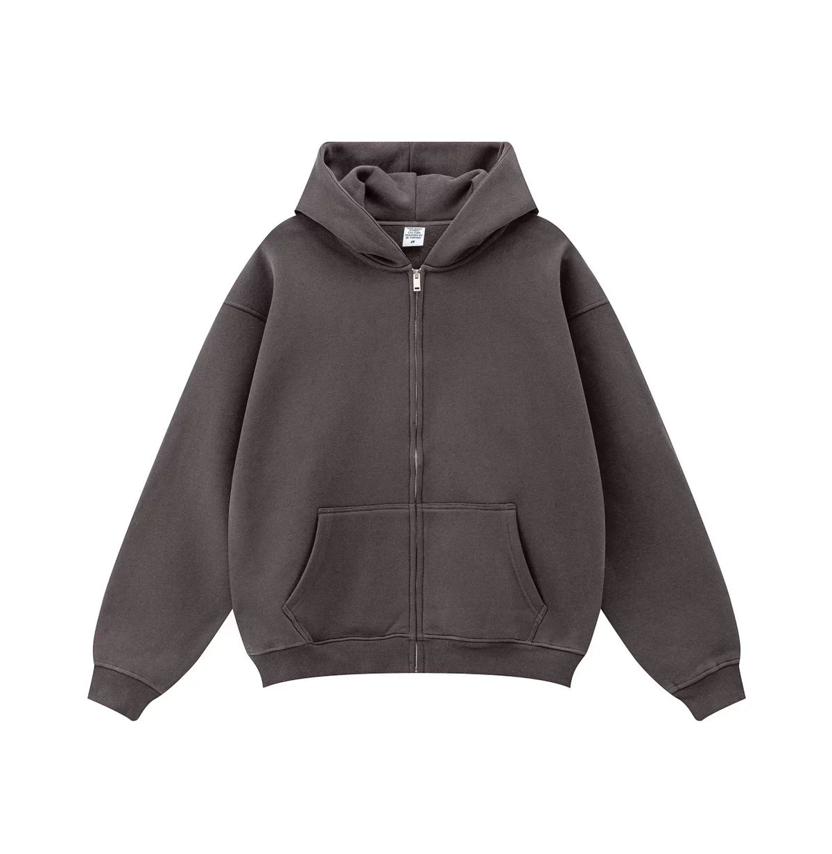 Kanye West-Inspired Heavyweight Fleece Zip-Up Hoodie – Dark Brown