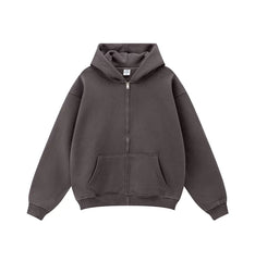 Kanye West-Inspired Heavyweight Fleece Zip-Up Hoodie – Dark Brown