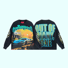 GODSPEED Vintage Rose Print Loose Long Sleeve Tee