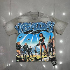 VARE Vintage UFO Space Graphic T-Shirt – Y2K Alien Streetwear Tee