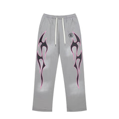 VARE Y2K Street Elastic Drawstring Waist Wide‑Leg Graphic Casual Sweatpants