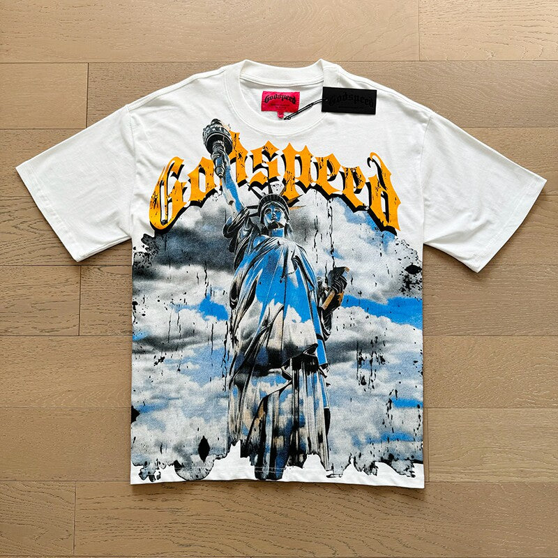 GODSPEED Vintage Biker Rock Graphic Loose Cotton Tee