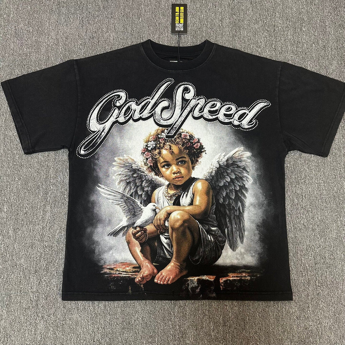 GODSPEED Vintage Angel Rhinestone Washed Cotton Tee