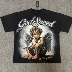 GODSPEED Vintage Angel Rhinestone Washed Cotton Tee