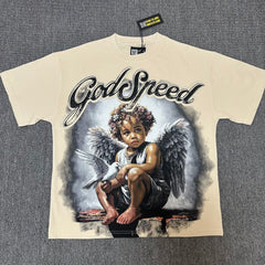 GODSPEED Vintage Angel Rhinestone Washed Cotton Tee