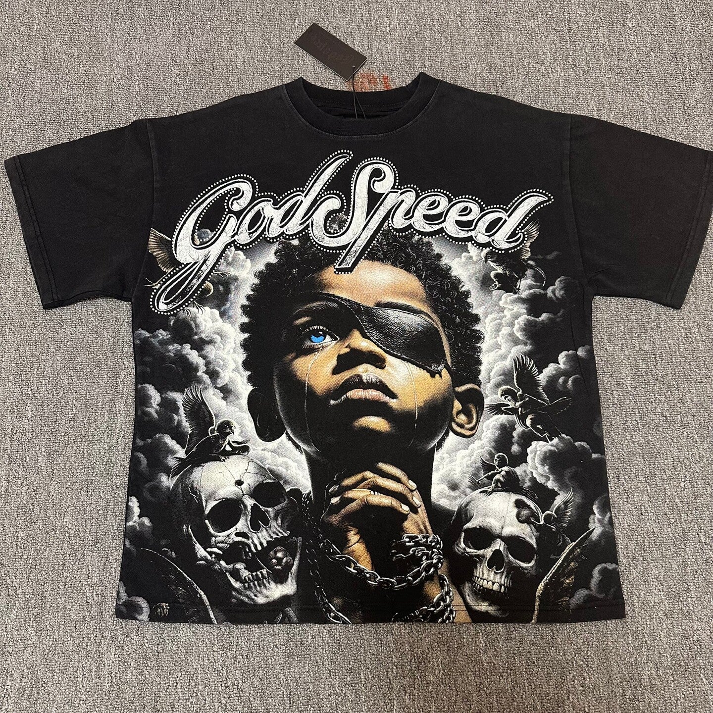 GODSPEED Vintage Angel Rhinestone Washed Cotton Tee