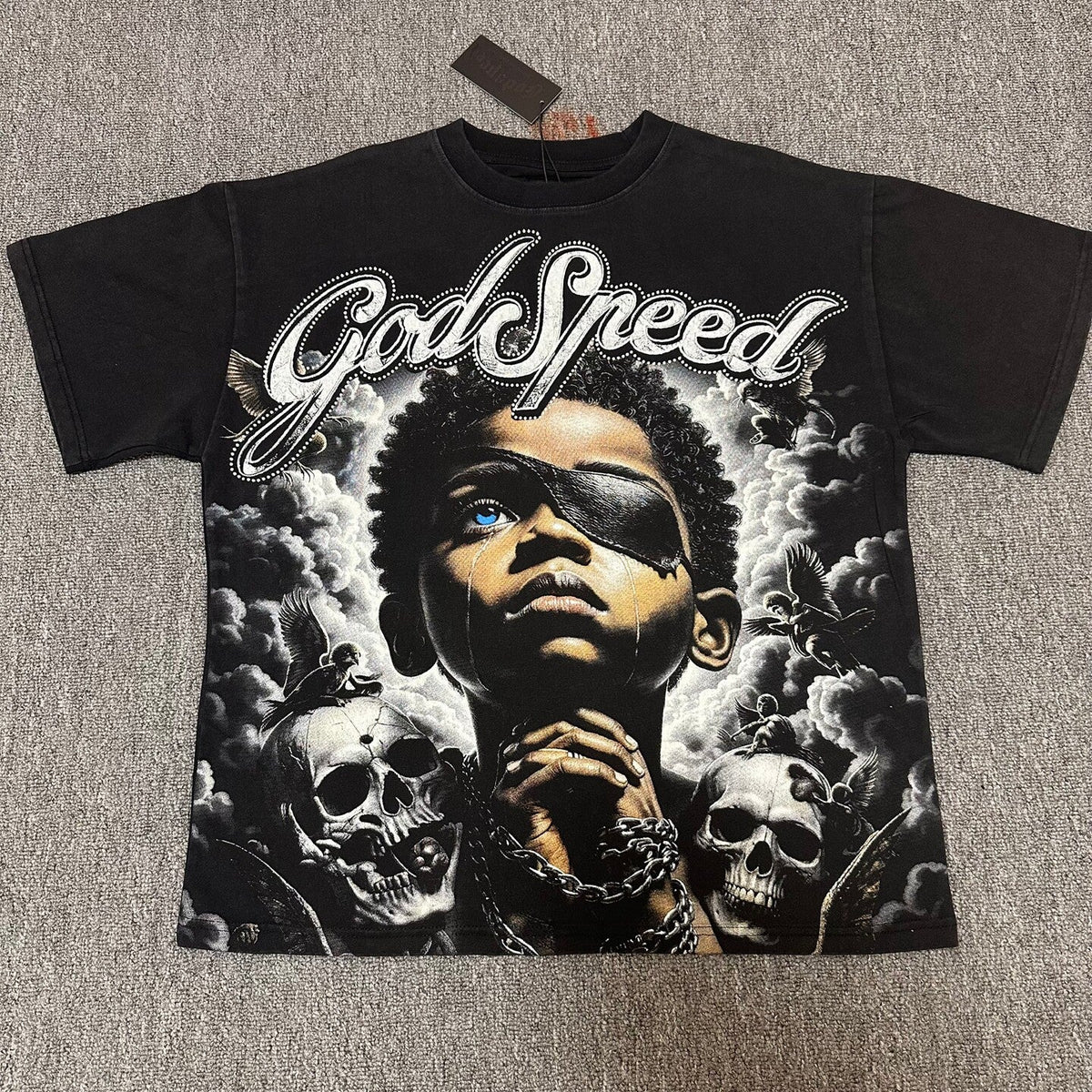 GODSPEED Vintage Angel Rhinestone Washed Cotton Tee