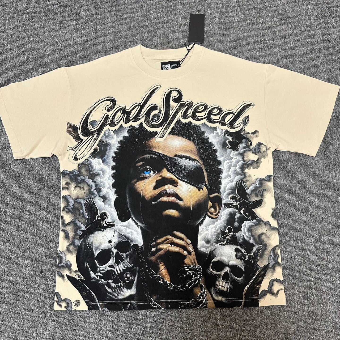 GODSPEED Vintage Angel Rhinestone Washed Cotton Tee