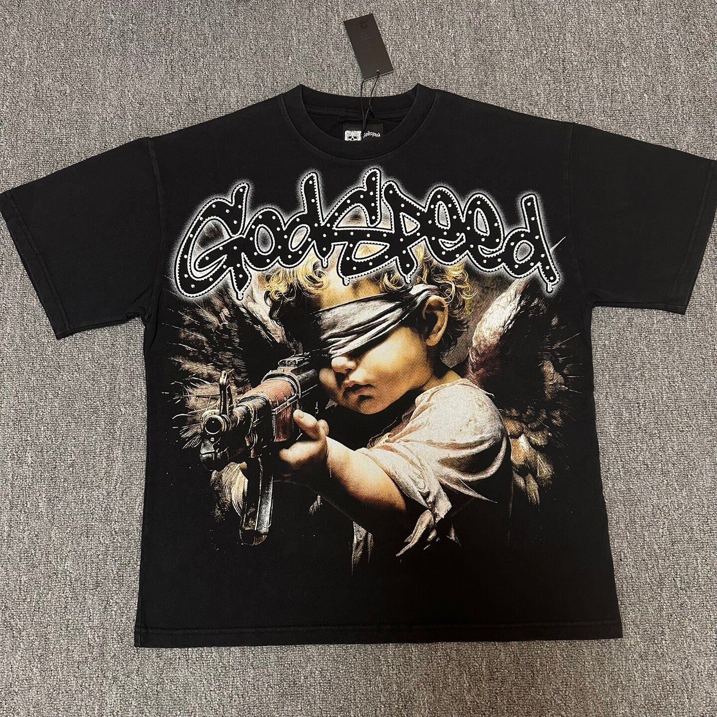 GODSPEED Vintage Angel Rhinestone Washed Cotton Tee