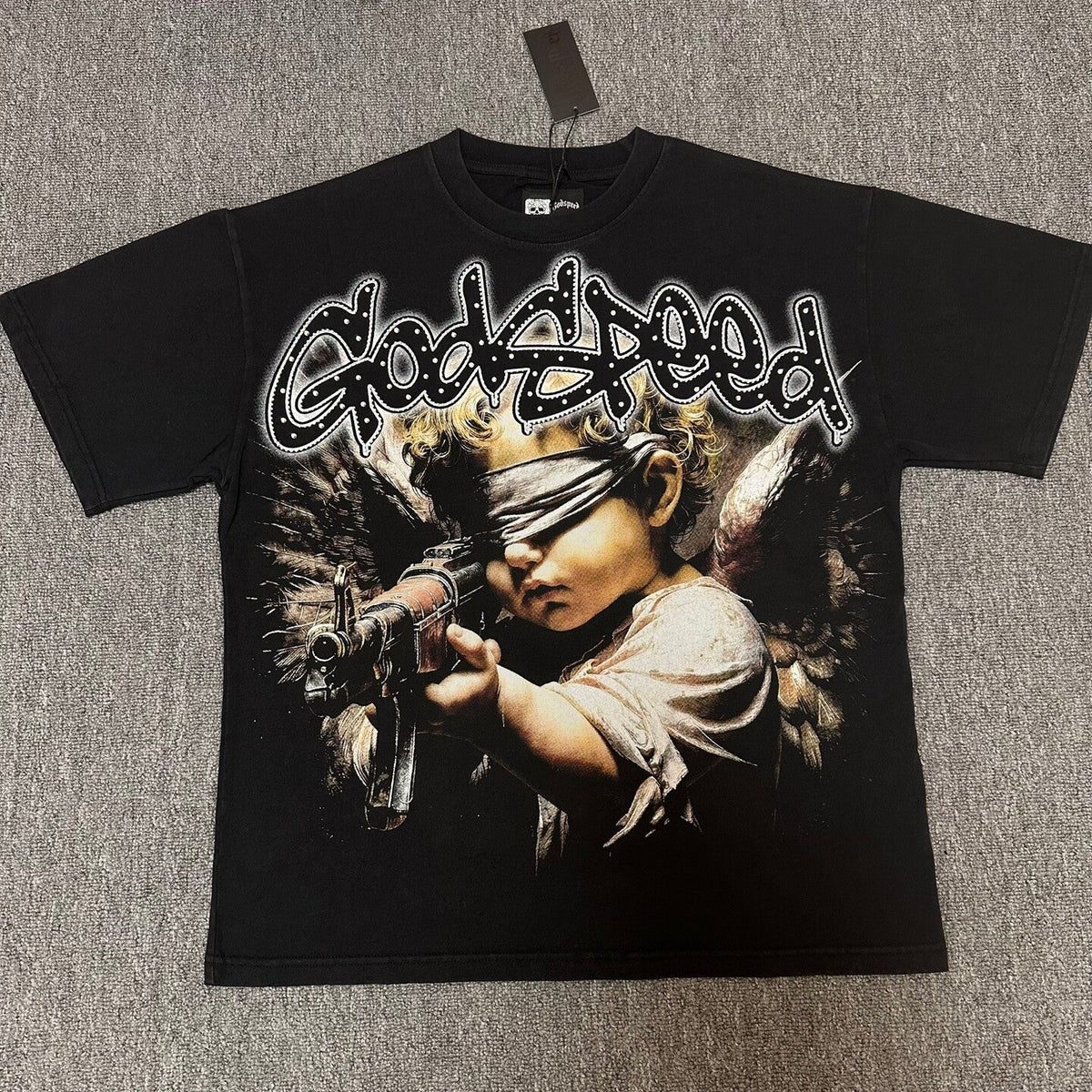 GODSPEED Vintage Angel Rhinestone Washed Cotton Tee