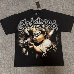 GODSPEED Vintage Angel Rhinestone Washed Cotton Tee