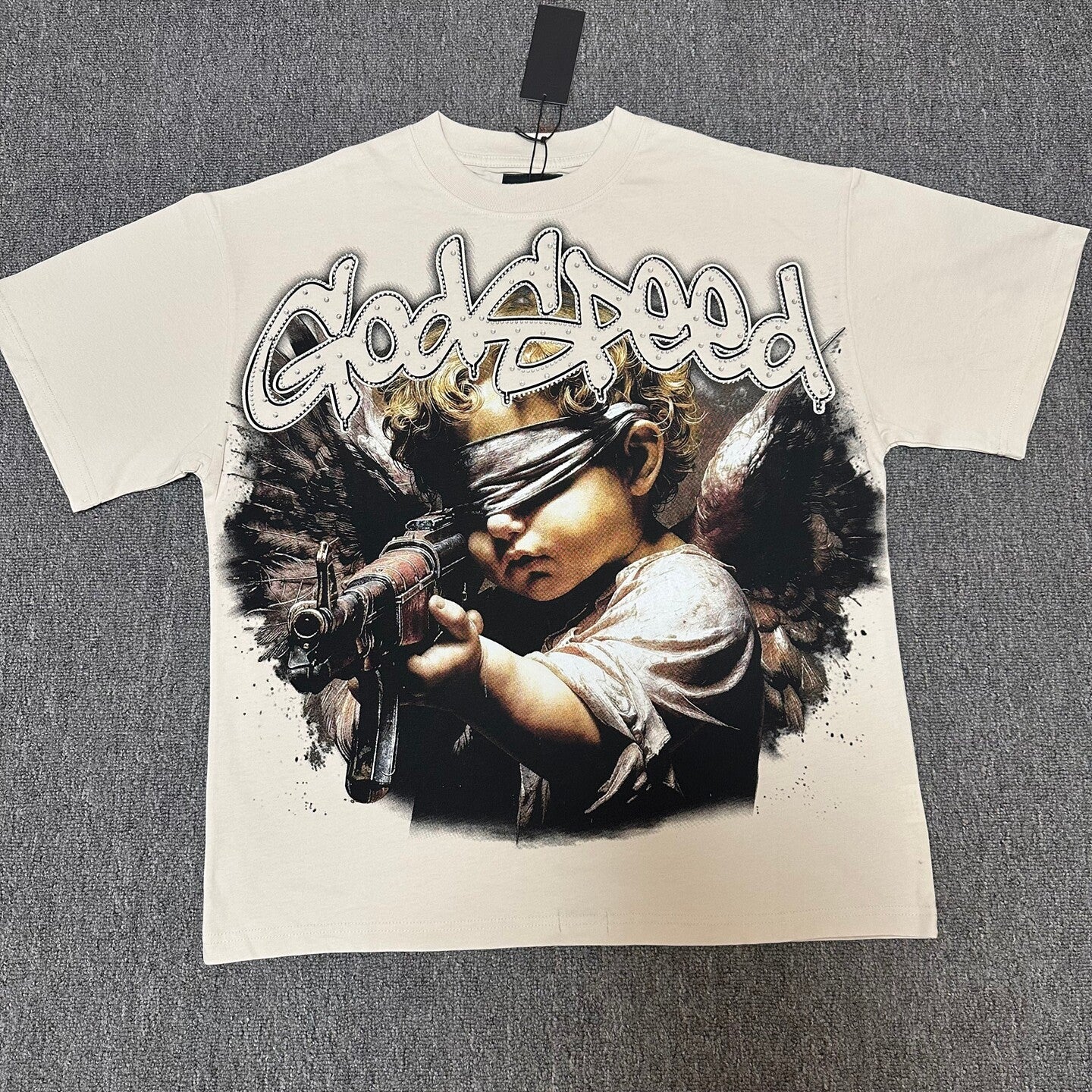 GODSPEED Vintage Angel Rhinestone Washed Cotton Tee