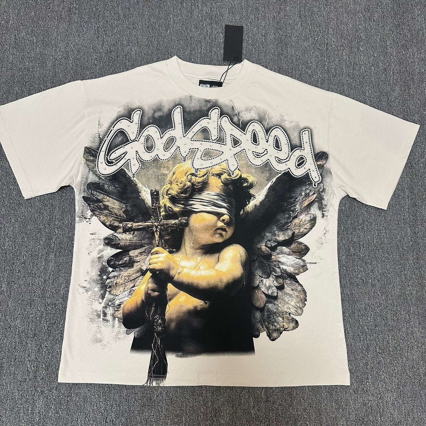 GODSPEED Vintage Angel Rhinestone Washed Cotton Tee