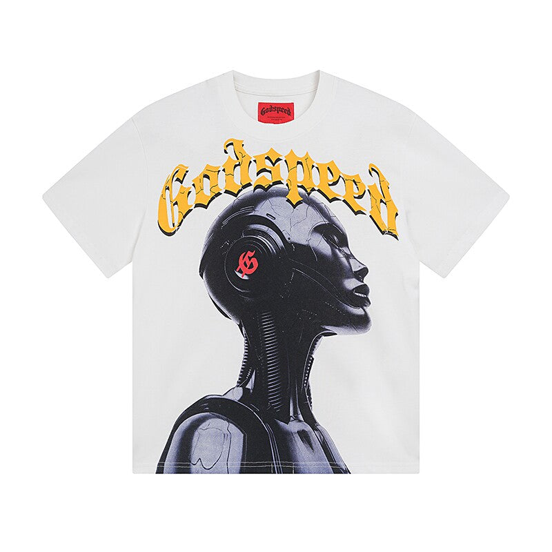 GODSPEED Vintage Biker Rock Graphic Loose Cotton Tee